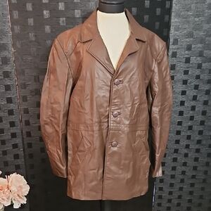 Clipper Mist By Londontown Men's Brown Leather Jacket Size 42R